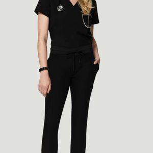 🖤 BLACK MANDALA SCRUBS SET! HIGH WAIST JOGGERS SIZE L + 6 POCKET TOP SIZE M 🖤